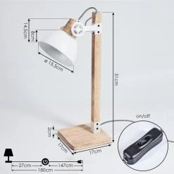 Hofstein Orny Tischleuchte Weiß, Naturfarben, 1-flammig -Günstiges Tischlampen Geschäft orny tischleuchte h3451786 2