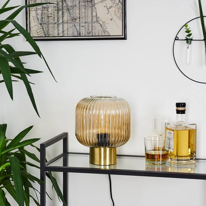 Hofstein Paeni Tischleuchte Bernsteinfarben, 1-flammig 4 Hofstein Paeni Tischleuchte Bernsteinfarben, 1-flammig – Bild 2