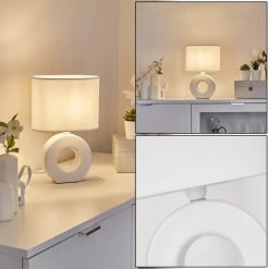 Hofstein Pagade Tischleuchte Weiß, 1-flammig