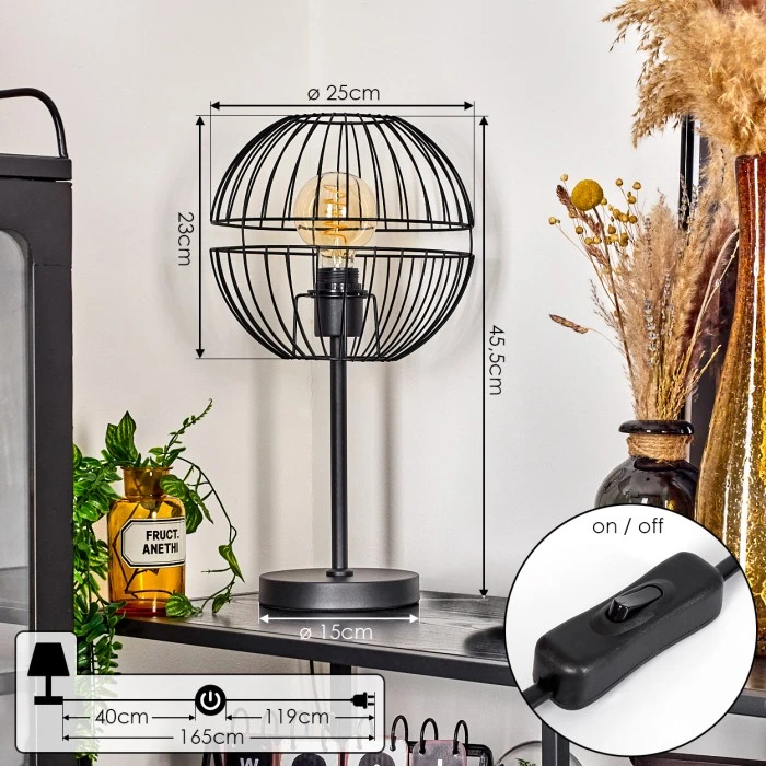 Hofstein Pampanillo Tischleuchte Schwarz, 1-flammig 6 Hofstein Pampanillo Tischleuchte Schwarz, 1-flammig – Bild 4