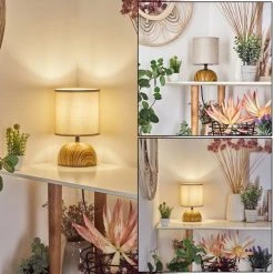 Hofstein Passila Tischleuchte Holzoptik, 1-flammig