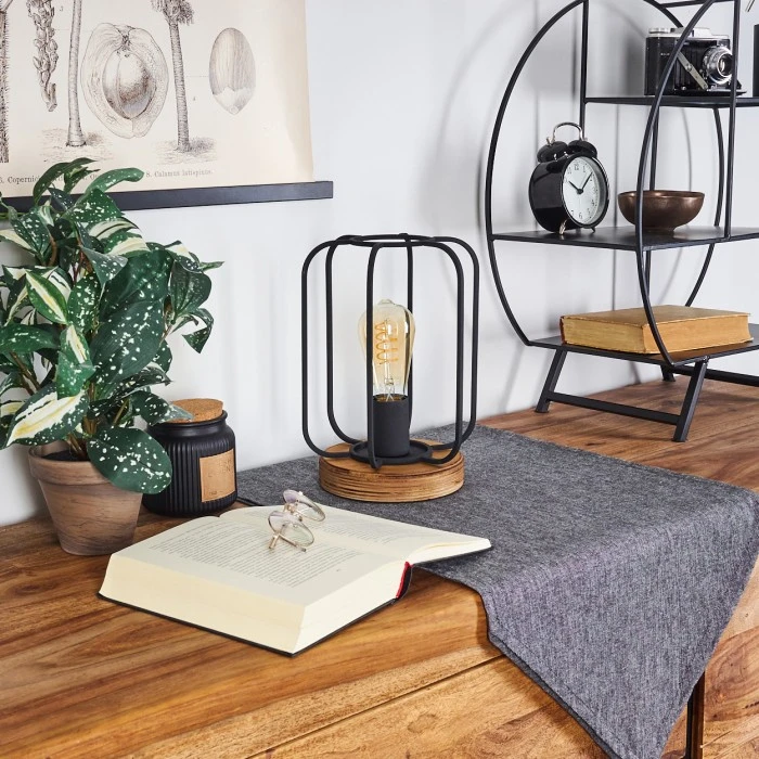 Hofstein Pasteur Tischleuchte Schwarz, Naturfarben, 1-flammig 12 Hofstein Pasteur Tischleuchte Schwarz, Naturfarben, 1-flammig – Bild 10