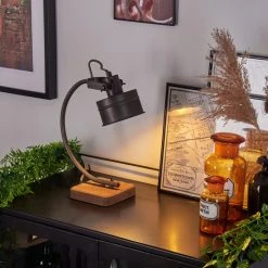 Hofstein Pehefito Tischleuchte Schwarz, Grau, Holz dunkel, 1-flammig -Günstiges Tischlampen Geschäft pehefito tischleuchte h3444634 10