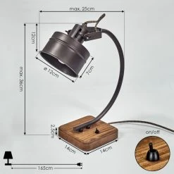 Hofstein Pehefito Tischleuchte Schwarz, Grau, Holz dunkel, 1-flammig -Günstiges Tischlampen Geschäft pehefito tischleuchte h3444634 3