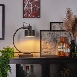 Hofstein Pehefito Tischleuchte Schwarz, Grau, Holz dunkel, 1-flammig -Günstiges Tischlampen Geschäft pehefito tischleuchte h3444634 8