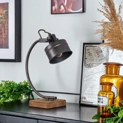Hofstein Pehefito Tischleuchte Schwarz, Grau, Holz dunkel, 1-flammig -Günstiges Tischlampen Geschäft pehefito tischleuchte h3444634 9