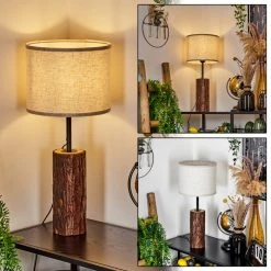 Hofstein Perdigueira Tischleuchte Schwarz, Naturfarben, 1-flammig