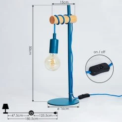 Hofstein Picmy Tischleuchte Blau, Naturfarben, 1-flammig -Günstiges Tischlampen Geschäft picmy tischleuchte h3451236 3