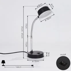 Hofstein Pineda Tischleuchte LED Chrom, Schwarz, 1-flammig -Günstiges Tischlampen Geschäft pineda tischleuchte h3383636 3