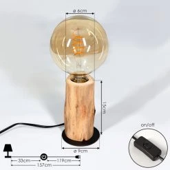 Hofstein Pozos Tischleuchte Schwarz, Holz hell, 1-flammig 17 Hofstein Pozos Tischleuchte Schwarz, Holz hell, 1-flammig -Günstiges Tischlampen Geschäft pozos tischleuchte h3401880 3