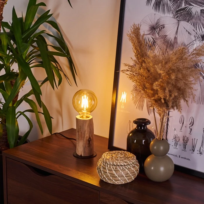 Hofstein Pozos Tischleuchte Schwarz, Holz hell, 1-flammig 9 Hofstein Pozos Tischleuchte Schwarz, Holz hell, 1-flammig – Bild 7