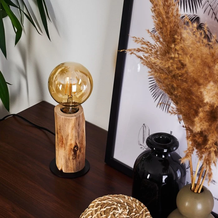 Hofstein Pozos Tischleuchte Schwarz, Holz hell, 1-flammig 12 Hofstein Pozos Tischleuchte Schwarz, Holz hell, 1-flammig – Bild 10