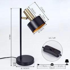 Hofstein Pretoria Tischleuchte Messing, Schwarz, 1-flammig -Günstiges Tischlampen Geschäft pretoria tischleuchte h3535141 3