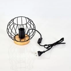 Hofstein Refresco Tischleuchte Schwarz, Holz dunkel, 1-flammig -Günstiges Tischlampen Geschäft refresco tischleuchte h3395929 4