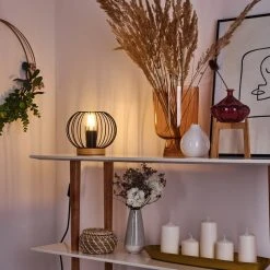 Hofstein Refresco Tischleuchte Schwarz, Holz dunkel, 1-flammig -Günstiges Tischlampen Geschäft refresco tischleuchte h3395929 5