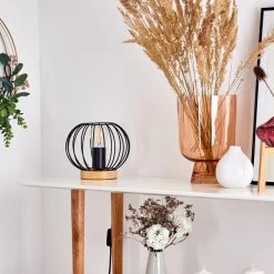 Hofstein Refresco Tischleuchte Schwarz, Holz dunkel, 1-flammig -Günstiges Tischlampen Geschäft refresco tischleuchte h3395929 9