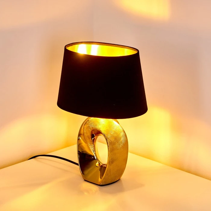 Hofstein Rovio Tischleuchte Gold, 1-flammig 6 Hofstein Rovio Tischleuchte Gold, 1-flammig – Bild 4