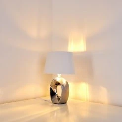 Hofstein Rovio Tischleuchte Silber, 1-flammig -Günstiges Tischlampen Geschäft rovio tischleuchte h3282212 do1 9