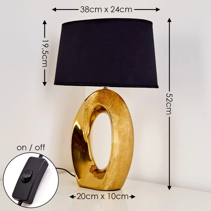 Hofstein Rovio Tischleuchte Gold, 1-flammig 4 Hofstein Rovio Tischleuchte Gold, 1-flammig – Bild 2