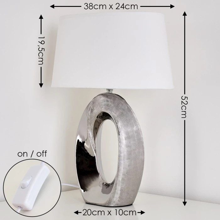 Hofstein Rovio Tischleuchte Silber, 1-flammig 4 Hofstein Rovio Tischleuchte Silber, 1-flammig – Bild 2