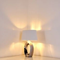 Hofstein Rovio Tischleuchte Silber, 1-flammig 27 Hofstein Rovio Tischleuchte Silber, 1-flammig -Günstiges Tischlampen Geschäft rovio tischleuchte h3282304 do1 9