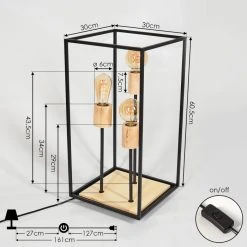 Hofstein Salla Tischleuchte Schwarz, Holz hell, 3-flammig -Günstiges Tischlampen Geschäft salla tischleuchte h3407202 3