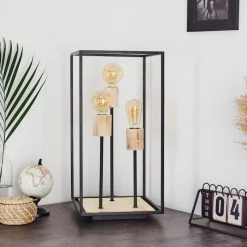 Hofstein Salla Tischleuchte Schwarz, Holz hell, 3-flammig -Günstiges Tischlampen Geschäft salla tischleuchte h3407202 7