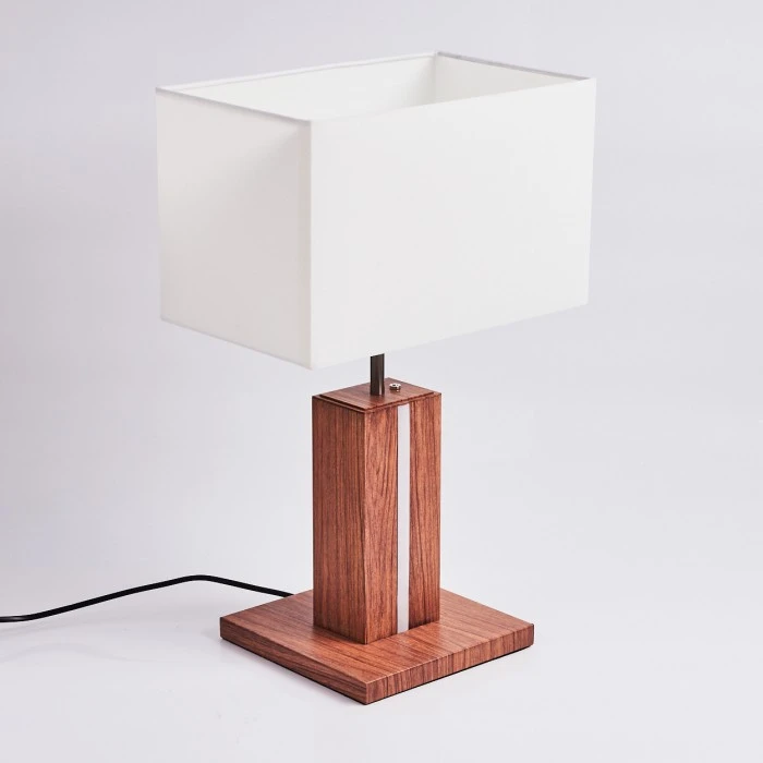 Hofstein Sangineto Tischleuchte Nickel-Matt, Weiß, Holz dunkel, 2-flammig 10 Hofstein Sangineto Tischleuchte Nickel-Matt, Weiß, Holz dunkel, 2-flammig – Bild 8