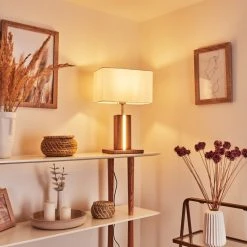 Hofstein Sangineto Tischleuchte Nickel-Matt, Weiß, Holz dunkel, 2-flammig 22 Hofstein Sangineto Tischleuchte Nickel-Matt, Weiß, Holz dunkel, 2-flammig -Günstiges Tischlampen Geschäft sangineto tischleuchte h3453872 8