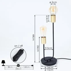 Hofstein Sattons Tischleuchte Schwarz, 2-flammig -Günstiges Tischlampen Geschäft sattons tischleuchte h3396384 3