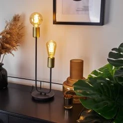 Hofstein Sattons Tischleuchte Schwarz, 2-flammig -Günstiges Tischlampen Geschäft sattons tischleuchte h3396384 6