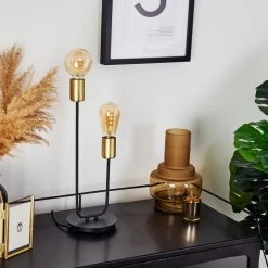 Hofstein Sattons Tischleuchte Schwarz, 2-flammig -Günstiges Tischlampen Geschäft sattons tischleuchte h3396384 8