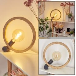 Hofstein Savisto Tischleuchte Altsilber, Naturfarben, 1-flammig