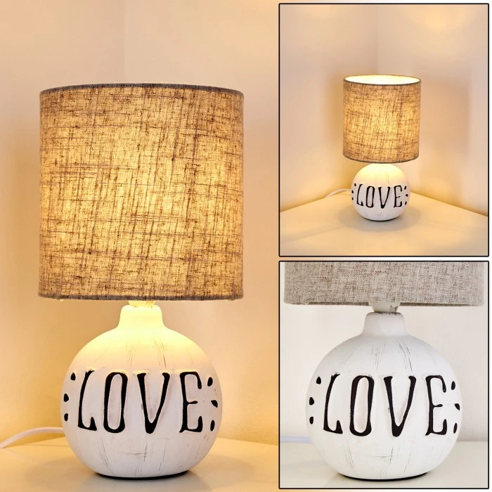 Hofstein Seon LOVE Tischleuchte Weiß, 1-flammig 3 Hofstein Seon LOVE Tischleuchte Weiß, 1-flammig