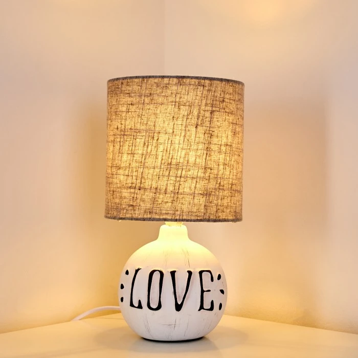 Hofstein Seon LOVE Tischleuchte Weiß, 1-flammig 5 Hofstein Seon LOVE Tischleuchte Weiß, 1-flammig – Bild 3