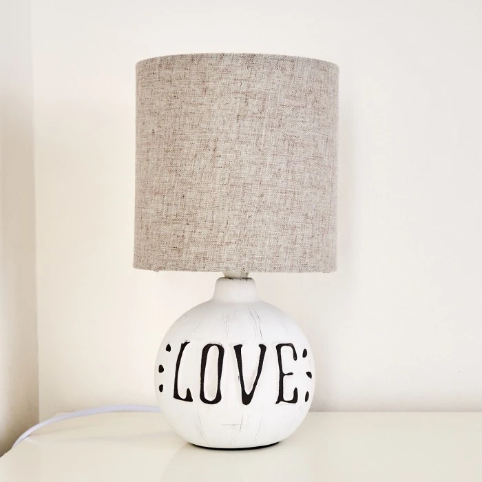 Hofstein Seon LOVE Tischleuchte Weiß, 1-flammig 7 Hofstein Seon LOVE Tischleuchte Weiß, 1-flammig – Bild 5