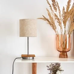 Hofstein Shiburg Tischleuchte Silber, Holz dunkel, 1-flammig -Günstiges Tischlampen Geschäft shiburg tischleuchte h3386880 11