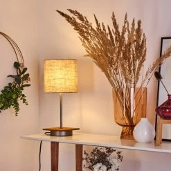 Hofstein Shiburg Tischleuchte Silber, Holz dunkel, 1-flammig -Günstiges Tischlampen Geschäft shiburg tischleuchte h3386880 6