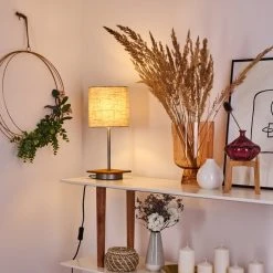 Hofstein Shiburg Tischleuchte Silber, Holz dunkel, 1-flammig -Günstiges Tischlampen Geschäft shiburg tischleuchte h3386880 8