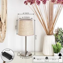 Hofstein Sikala Tischleuchte Nickel-Matt, 1-flammig -Günstiges Tischlampen Geschäft sikala tischleuchte h3596821 3