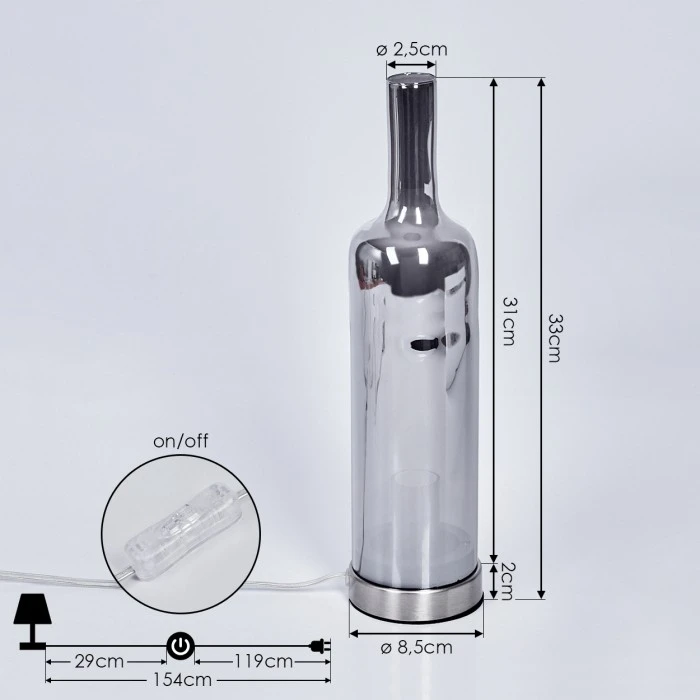 Hofstein Spragge Tischleuchte Nickel-Matt, 1-flammig 6 Hofstein Spragge Tischleuchte Nickel-Matt, 1-flammig – Bild 4