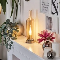 Hofstein Spragge Tischleuchte Nickel-Matt, 1-flammig