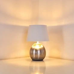 Hofstein Stampa Tischleuchte Silber, 1-flammig -Günstiges Tischlampen Geschäft stampa tischleuchte h3282427 do1 12