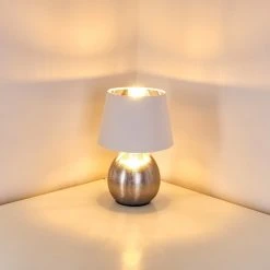 Hofstein Stampa Tischleuchte Silber, 1-flammig -Günstiges Tischlampen Geschäft stampa tischleuchte h3282427 do1 3