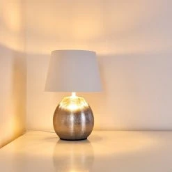 Hofstein Stampa Tischleuchte Silber, 1-flammig -Günstiges Tischlampen Geschäft stampa tischleuchte h3282427 do1 6