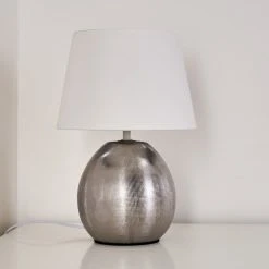 Hofstein Stampa Tischleuchte Silber, 1-flammig -Günstiges Tischlampen Geschäft stampa tischleuchte h3282427 do1 8