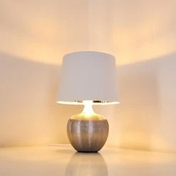 Hofstein Stampa Tischleuchte Silber, 1-flammig -Günstiges Tischlampen Geschäft stampa tischleuchte h3284681 do1 2