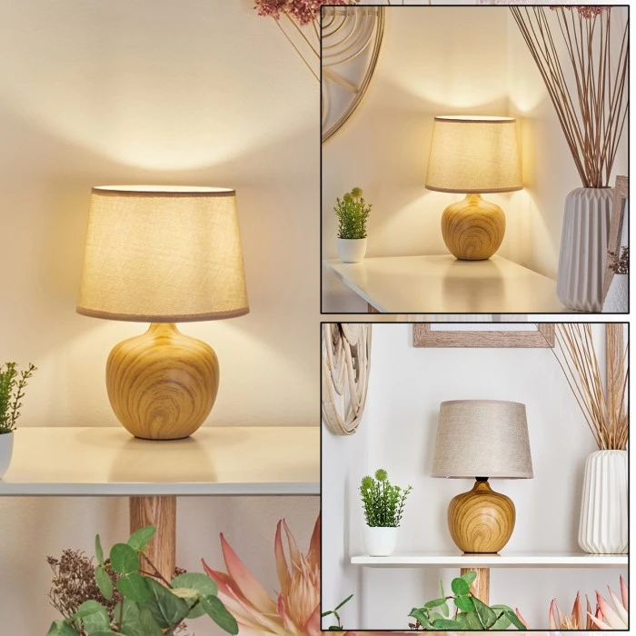 Hofstein Stampa Tischleuchte Braun, Holzoptik, 1-flammig 3 Hofstein Stampa Tischleuchte Braun, Holzoptik, 1-flammig