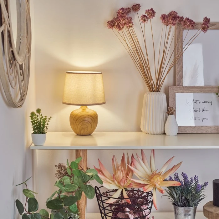 Hofstein Stampa Tischleuchte Braun, Holzoptik, 1-flammig 14 Hofstein Stampa Tischleuchte Braun, Holzoptik, 1-flammig – Bild 12