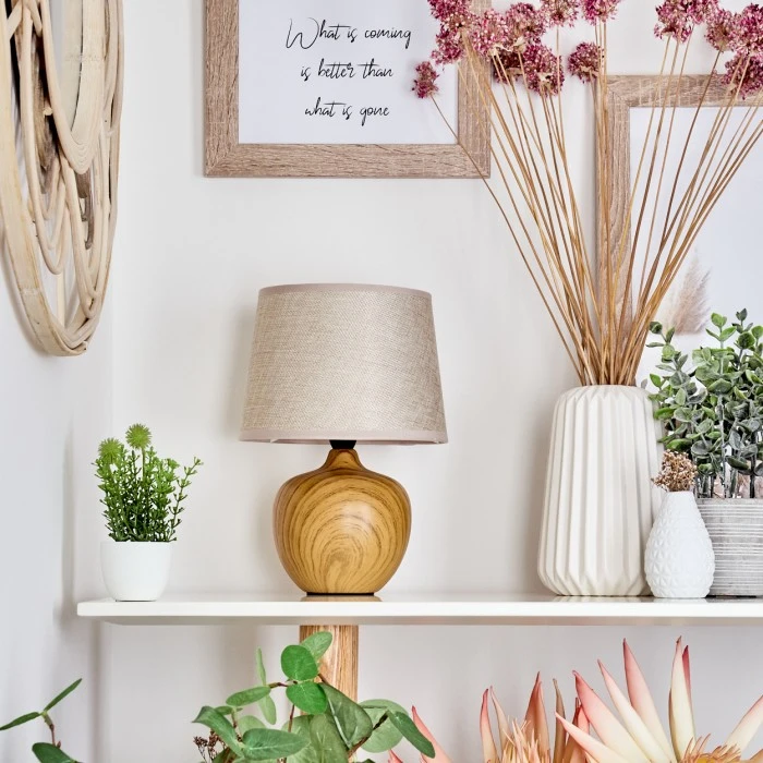 Hofstein Stampa Tischleuchte Braun, Holzoptik, 1-flammig 15 Hofstein Stampa Tischleuchte Braun, Holzoptik, 1-flammig – Bild 13